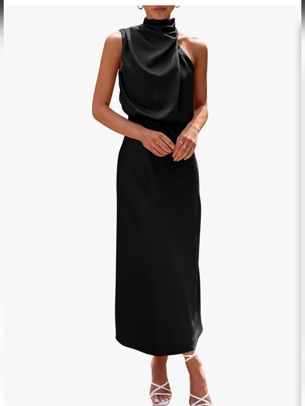 Draped One-Shoulder Black Dress NWT SMALL